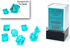 Translucent Mini-hedral Teal/white 7-Die Set 20385