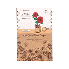Rolife Rowood Red Camellia DIY Wooden Flower 3D Wooden Puzzle TW031