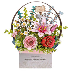 Rolife Rowood Wooden Flower Basket DIY 3D Puzzle