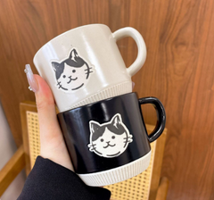 Ceramic Cat Coffee Mug :White