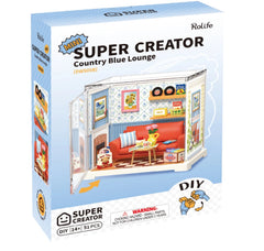 Rolife Country Blue Lounge Mini Super Creator DIY Miniature House