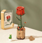 Rolife Rowood Red Rose DIY Wooden Flower 3D Puzzle