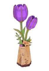 Rolife Rowood Purple Tulip DIY Wooden Flower 3D Puzzle