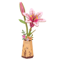 Rolife Rowood Pink Lily DIY Flower 3D Wooden Puzzle