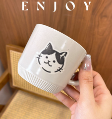 Ceramic Cat Coffee Mug :White