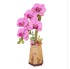Rolife Rowood Purple Moth Orchid DIY Flower 3D Wooden Puzzle