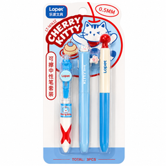 CHERRY KITTY BLUE PEN 3PC
