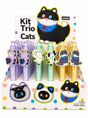 Kit Trio Cats Black Gel Pen