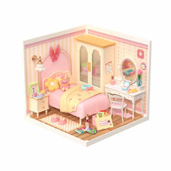 Rolife Lovely Pink Bedroom DIY Plastic Miniature House