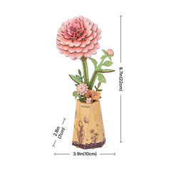 Rolife Rowood Pink DahliaDIY Flower 3D Wooden Puzzle TW131