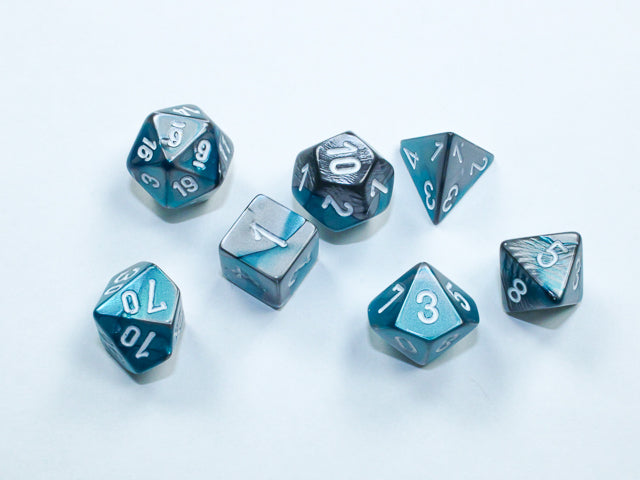 Gemini Mini-hedral Steel-Teal/white 7-Die Set 20656