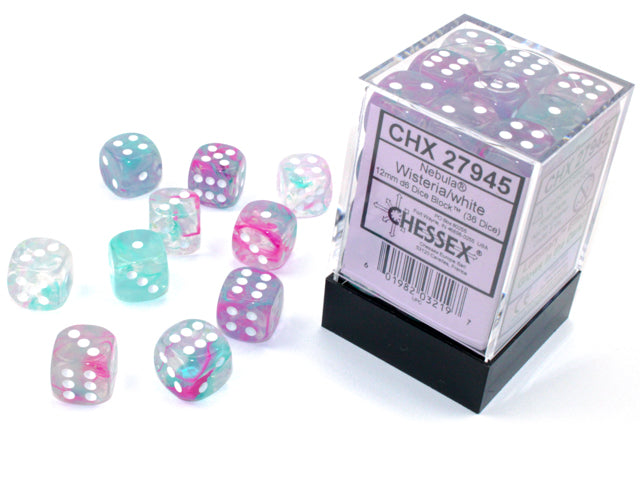 Nebula Wisteria/white Luminary 12mm d6 Dice Block (36 dice) 27945