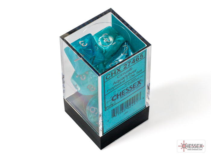 Cirrus Aqua/silver Polyhedral 7-Dice Set 27465