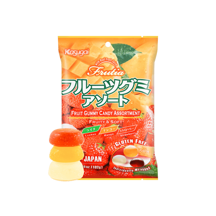 KASUGAI MIX  Lychee Mango Strawberry  Fruits Gummy CANDY 102g