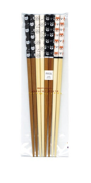 TANAKA NICO CHOPSTICKS CAT&DOG 4 PAIR