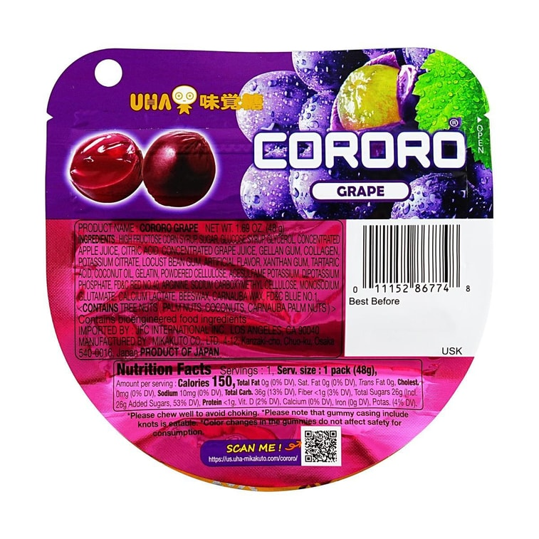 UHA MIKAKUTO CORORO GRAPE GUMMY