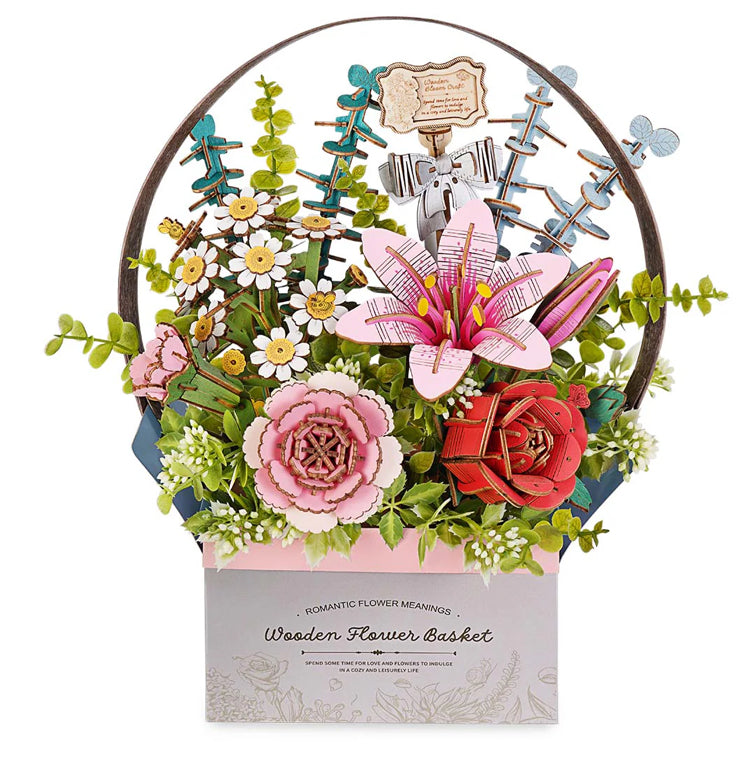Rolife Rowood Wooden Flower Basket DIY 3D Puzzle