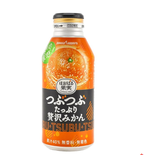 POKKA Sapporo Tsubu Tappuri Zeitaku Mikan Orange Juice 400ml