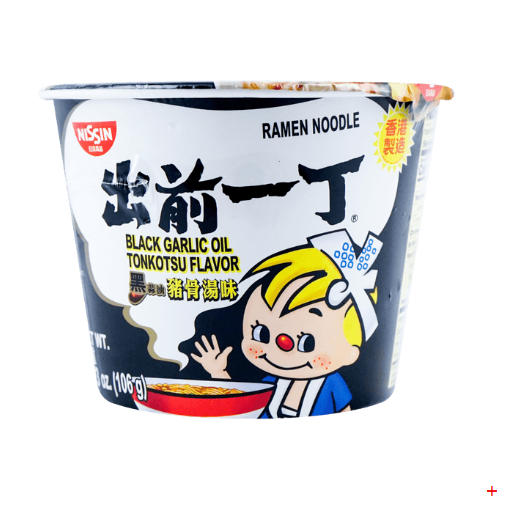NISSIN Japanese Demae Instant Tonkotsu Ramen with Black Garlic Oil - Big Bowl, 3.73oz