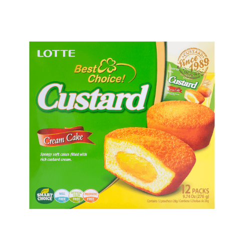 LOTTE Korea Soft Custard Cream Cakes - Korean Dessert, 12 Pieces, 9.74oz