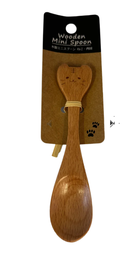Wooden mini spoon cat • paw pad