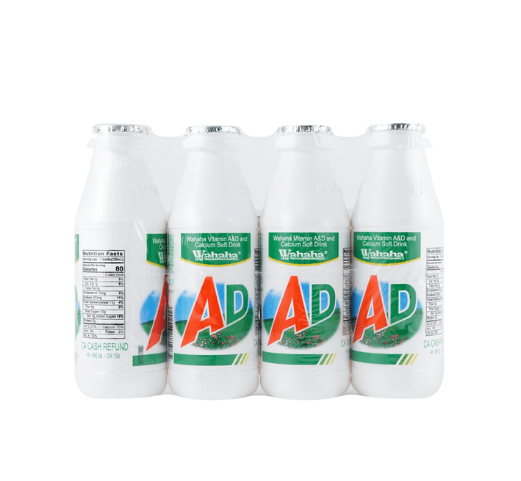 WAHAHA Vitamin A&D and Calcium Milk Soft Drink - 4 Bottles* 7.3fl oz