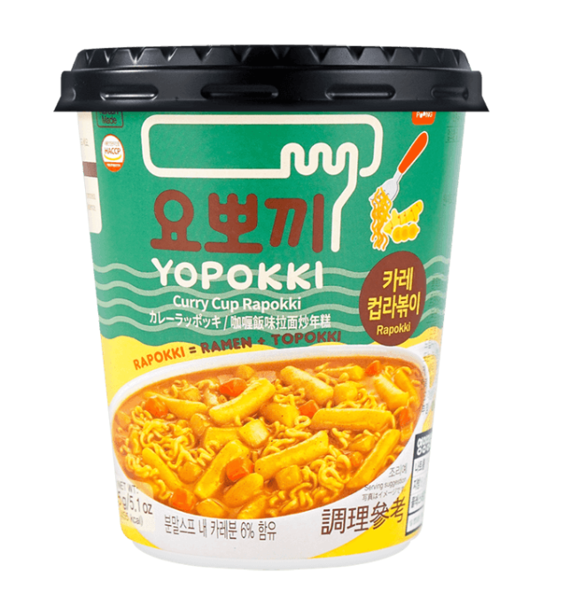Yopokki Instant Rabokki Ramen and Tteokbokki Rice Cake Cup: Curry Flavor