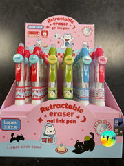 CAT RETRACTABLE ERASER BLUE GEL INK PENS .5MM