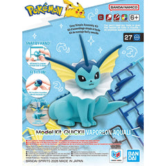 Bandai Pokemon Plamo Collection Quick 27 Vaporeon Model Kit