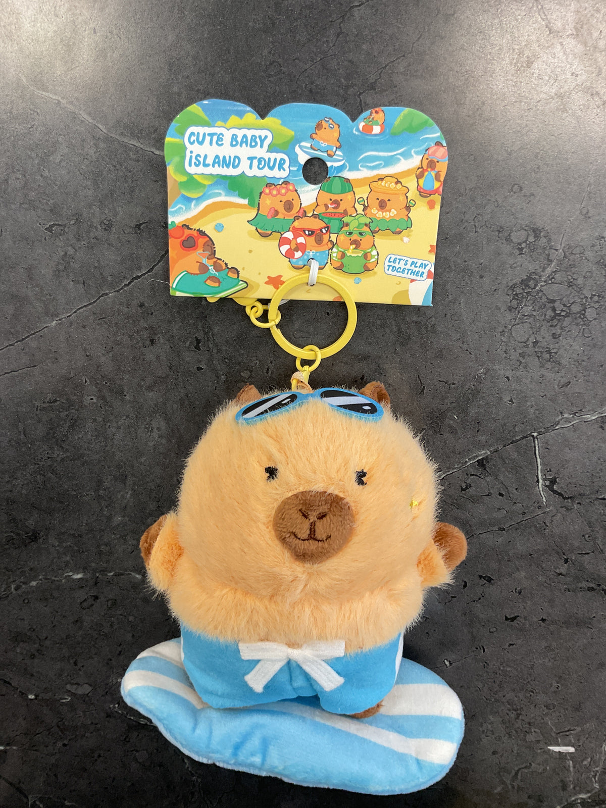 Capybara Cute Baby Island Tour Keychain  (surfing)