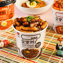Yopokki Instant Tteokbokki Rice Cake Cup: Jjajang Black Bean Paste