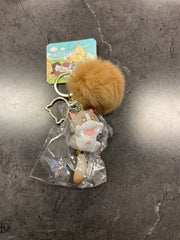 Baimao cat + fluffy ball keychain(grey)