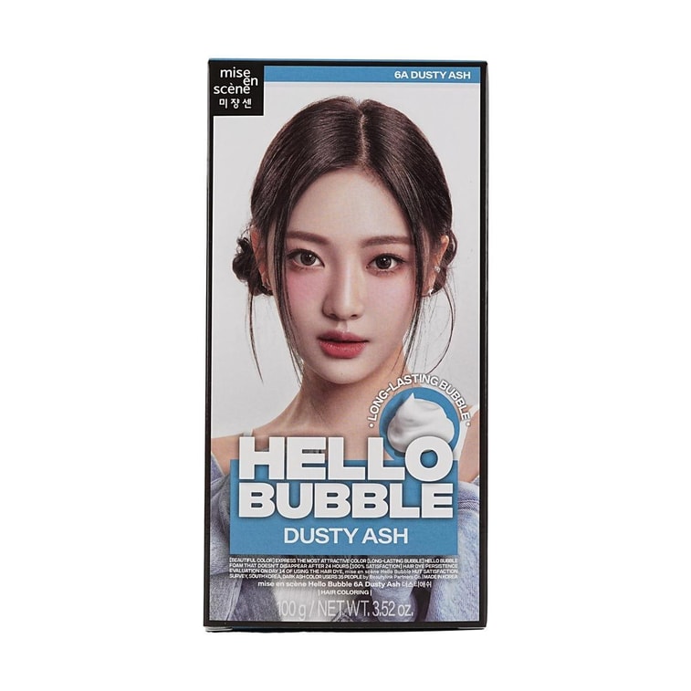 Hello Bubble Hair Dye, Easy Hair Coloring, 3.52oz. #6A Dusy Ash [2 Boxes of Medium-Long Hair Value Pack]
