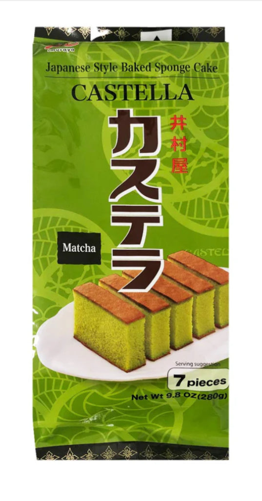 Imuraya Japanese Style Pre-Sliced Baked Sponge Pound Cake 9.8oz, 7 Pieces (matcha)