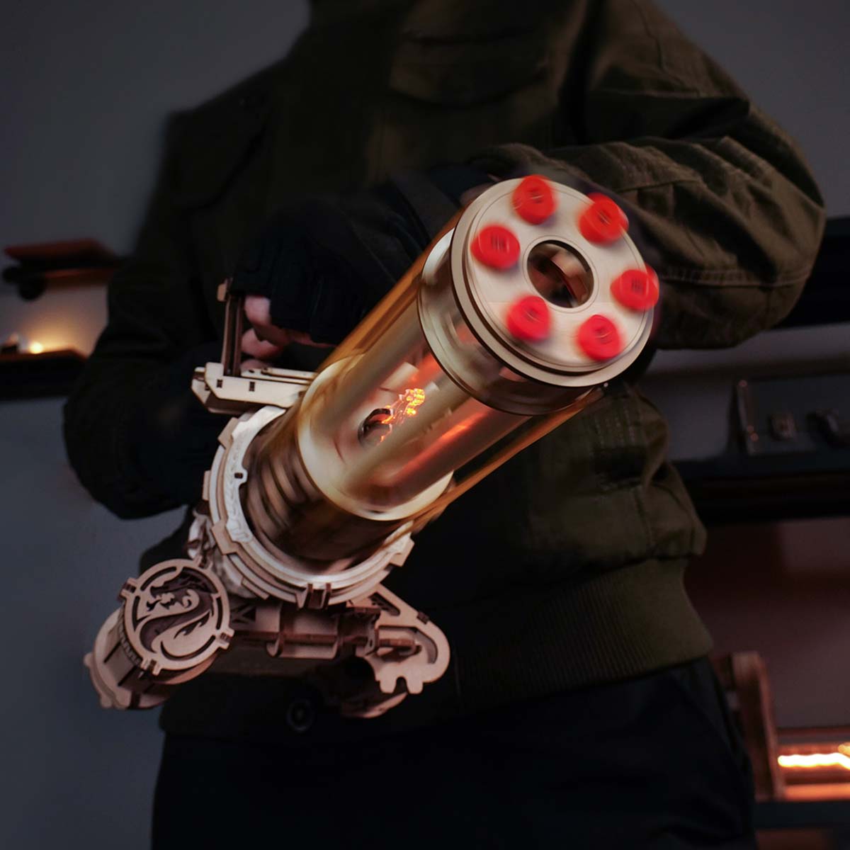 ROKR Rotating Barrel Machine Gun 3D Wooden Puzzle