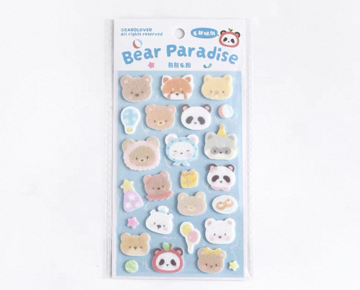 Bear Paradise Felt Stickers