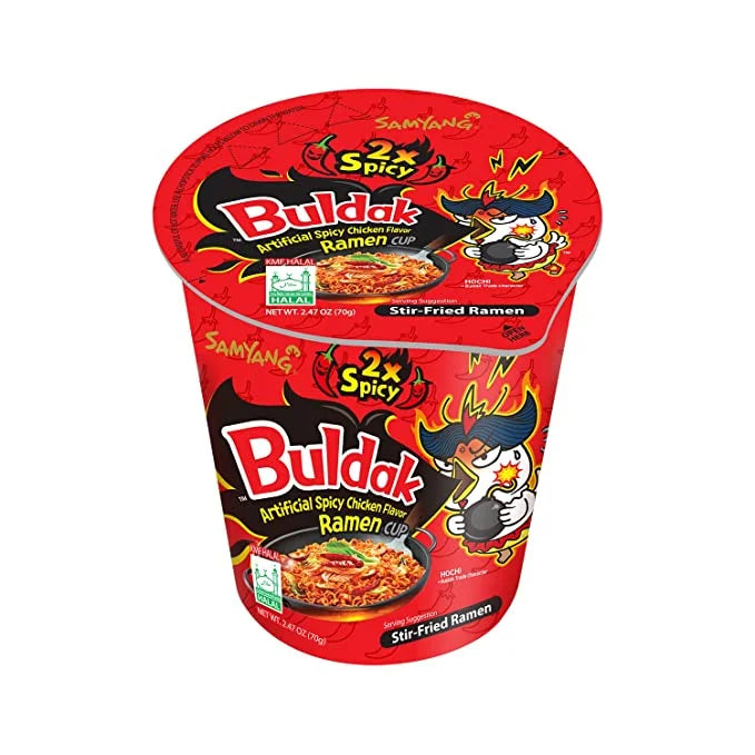 Samyang Artificial Spicy Chicken Flavor Ramen 2X Spicy (cup)