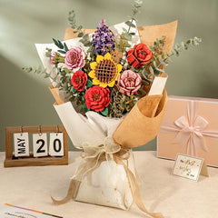 Rolife Rowood Red Rose DIY Wooden Flower 3D Puzzle TW042