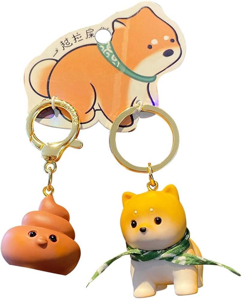 Yellow Dog And Poop Keychain