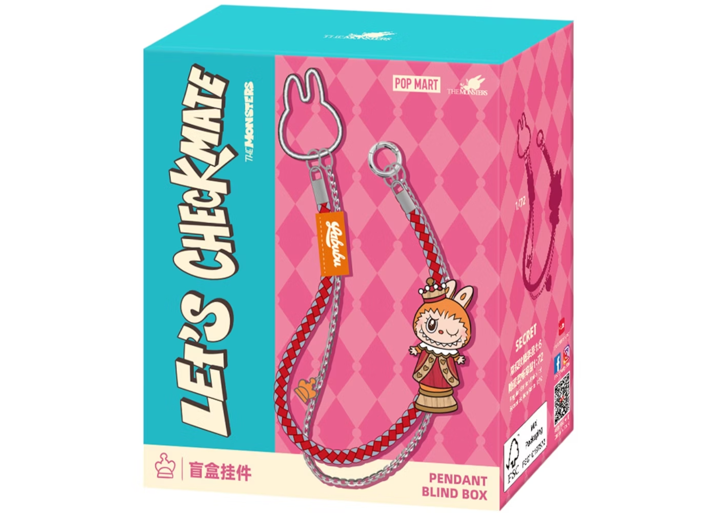 Pop Mart Labubu The Monsters Let's Checkmate Series Pendant Single box
