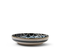 Rustic White Circles Shallow Bowl J5888