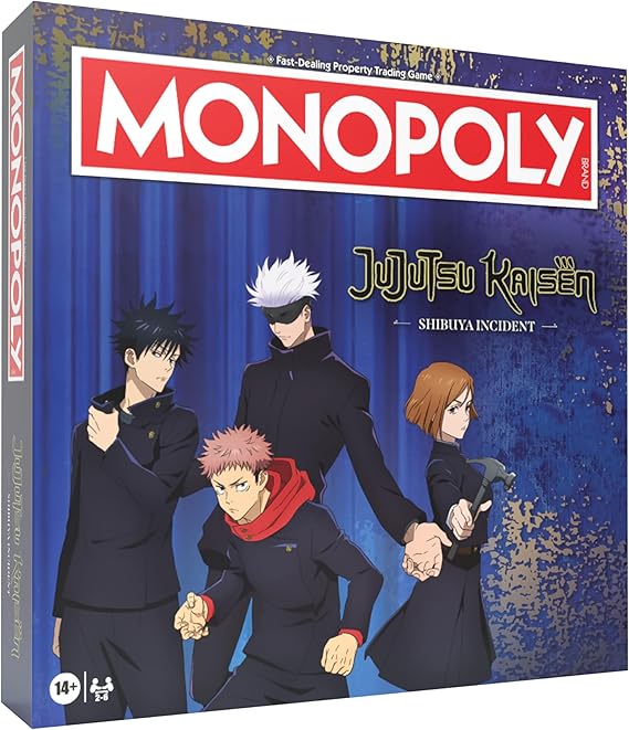MONOPOLY: Jujutsu Kaisen Edition Board Game, Buy Sell Trade Locations from the Shibuya Incident Arc, Featuring 6 Custom Tokens