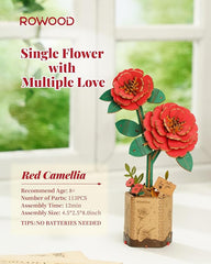 Rowood Red Carnation DIY Wooden Flower Bouquet 3D Wooden Puzzle
