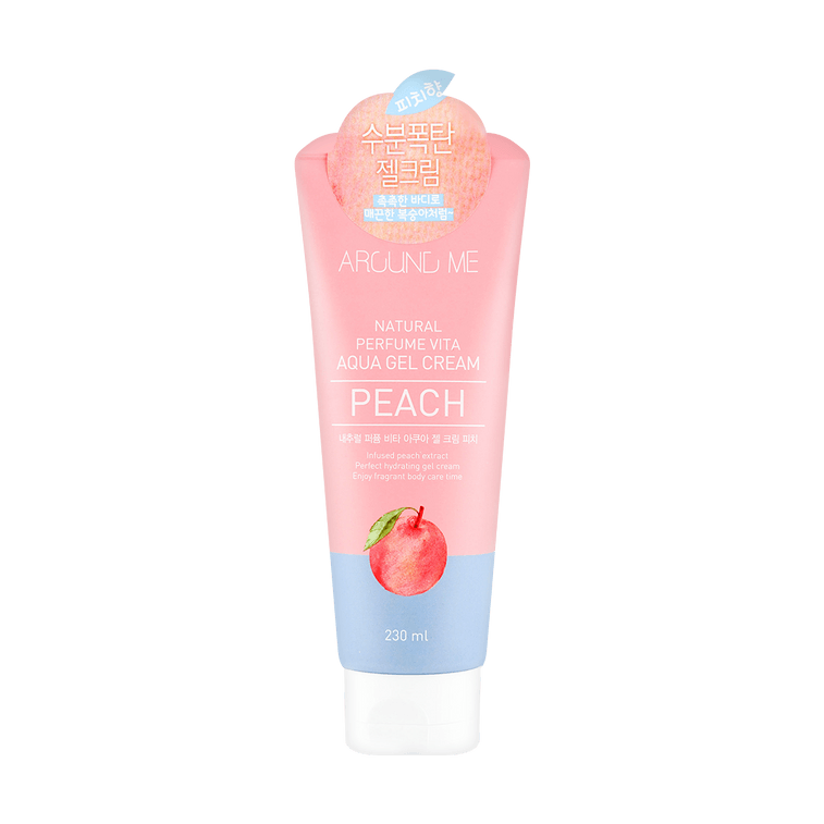 AROUND ME Peach-Scented Body Gel Natural Perfume Vita Agua Gel -7.78 fl oz #PeachType: Body Gel-For Oilly Skin