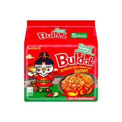 Buldak Noodles Kimchi Hot Chicken Flavor Stir-Fried Ramen 5 Pack 675g