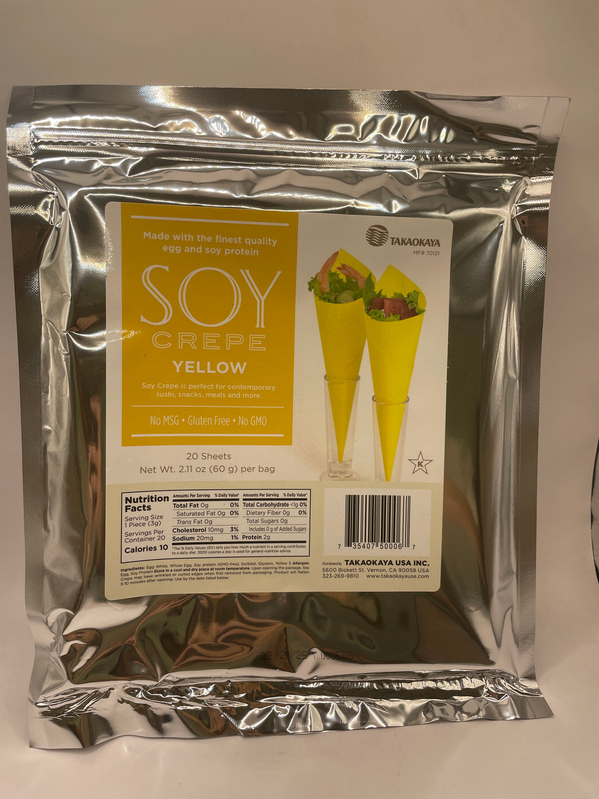 Takaokaya Soy Crepe Yellow 20 sheets 2.11 oz