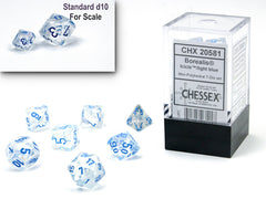 Chessex Borealis Mini Polyhedral 7 Die Set Icicle/Light Blue Luminary