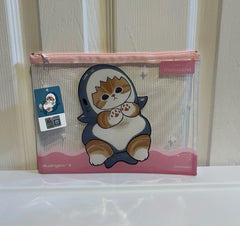 Mofusand Guangbo A4 Grid Zipper Bag - Pink