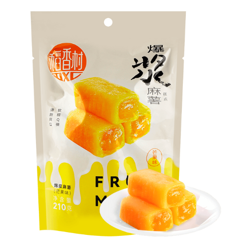 Dao Xiang Cun Mango Fruit Mochi Rice Cakes - Chewy Chinese Dessert, 7.4oz