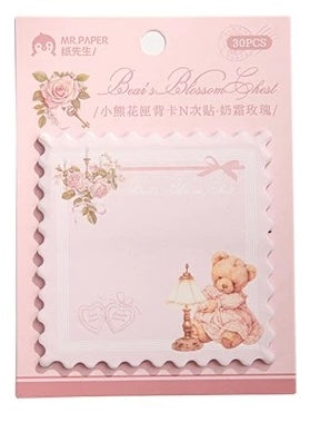 Bear Flower Box Cream Rose Post-it note